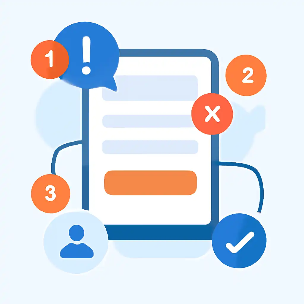 Annotated step diagram: common beginner mistakes process with numbered callouts, Shri Ganesh