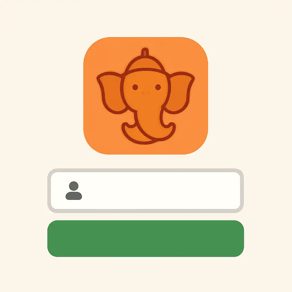 Close-up of button or form field for creating an account, Shri Ganesh