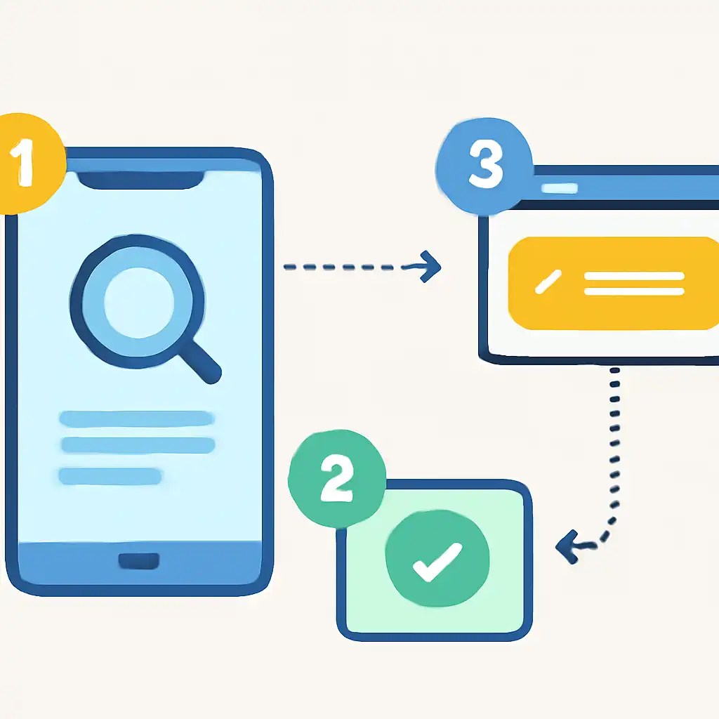 Annotated step diagram: checking results process with numbered callouts, Shri Ganesh